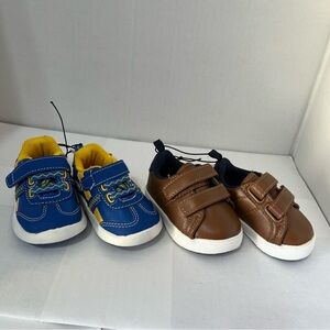 Wonder Nation Blue and brown Sneakers with White Sole.  Size 2 and 3 NEW